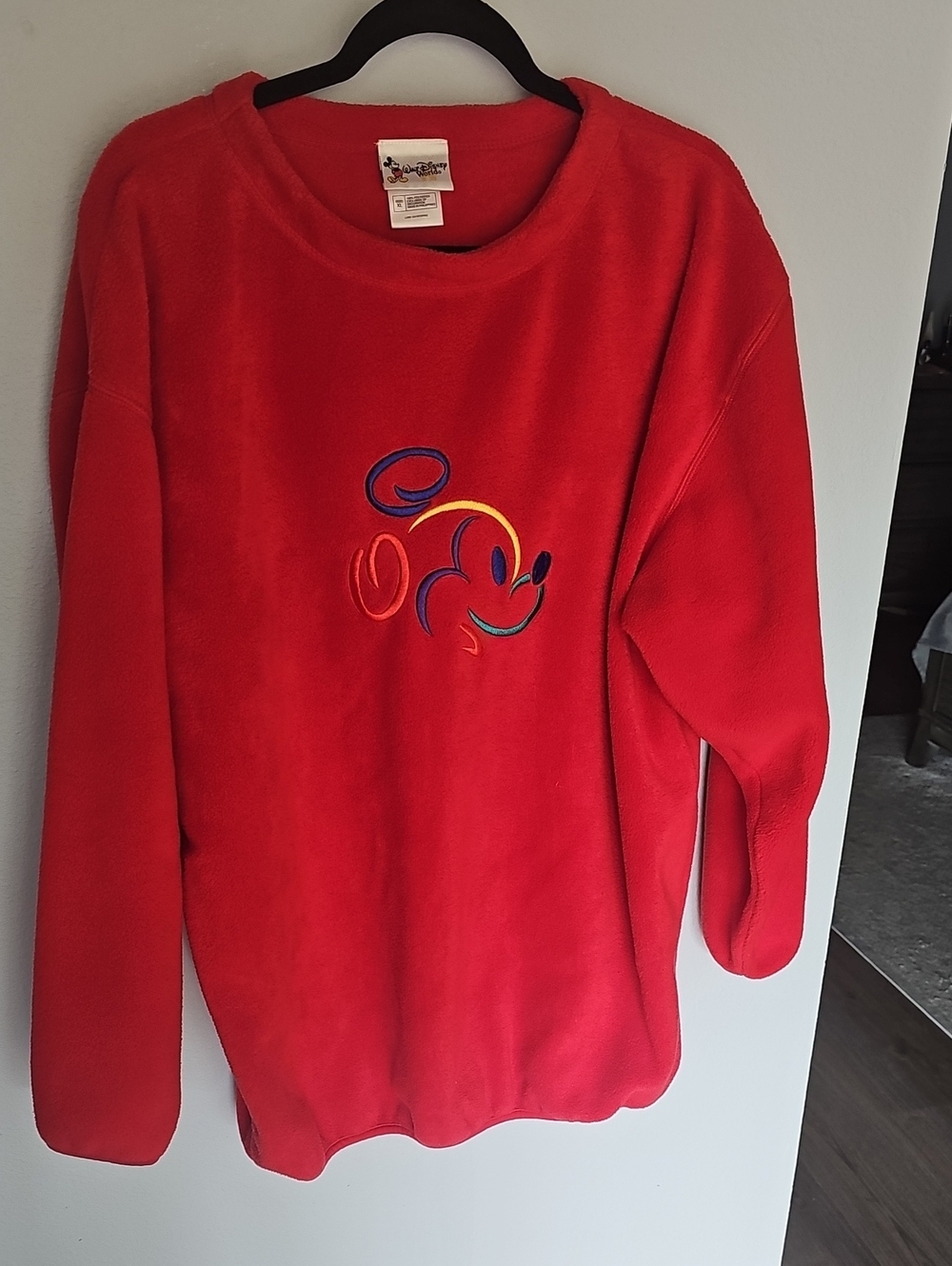 Vintage Walt Disney World Mickey Mouse Red Fleece Pullover XL